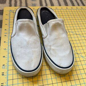 Sperry white canvas open back slip ons sz 8